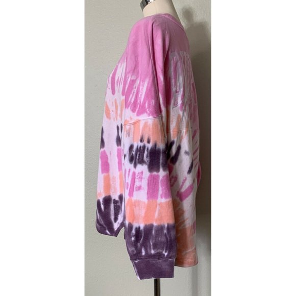 Victoria Secret PINK Varsity Crew Swearshirt Fuchsia Tie Dye Large NWT - Picture 3 of 10